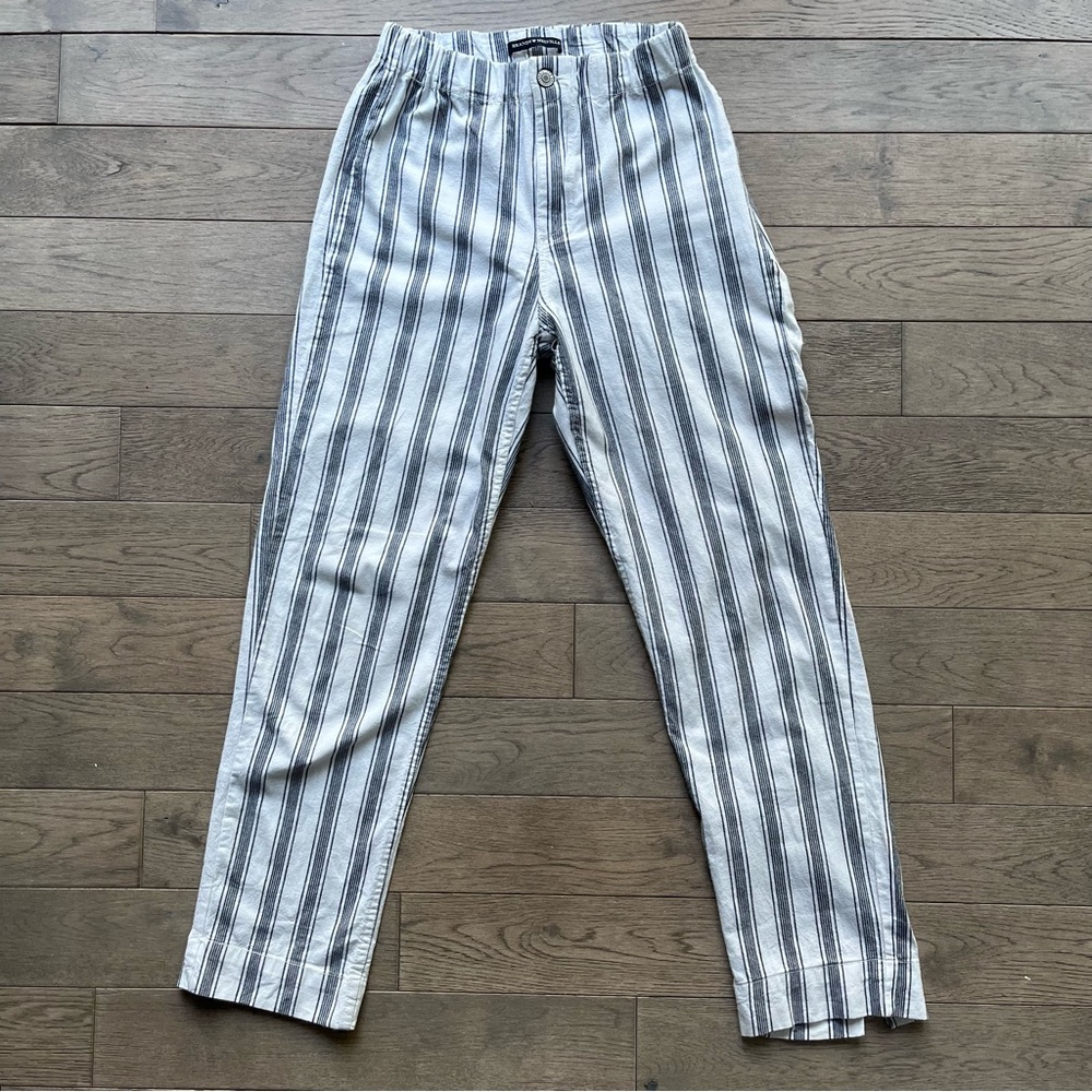 Brandy Melville White:Gray Striped Straight Leg Pants (one size)